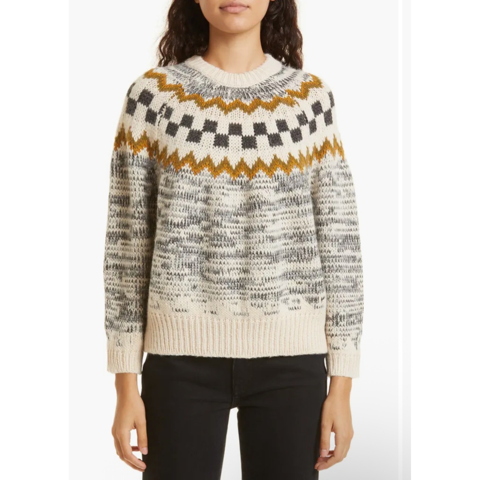 The Great. Fair Isle The Geo Check Alpaca Blend Sweater Womens Size Xs Cozy Knit